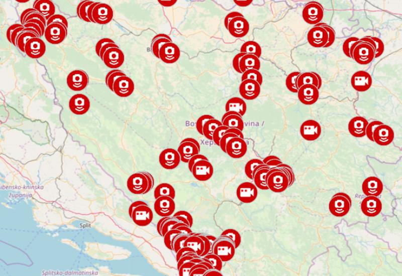 Ovako trenutno izgleda Bosna i Hercegovina kada je riječ o stacionarnim radarima i video kontrolama - EasyDrive: Skinite aplikaciju i ulovite sve radare i policiju 