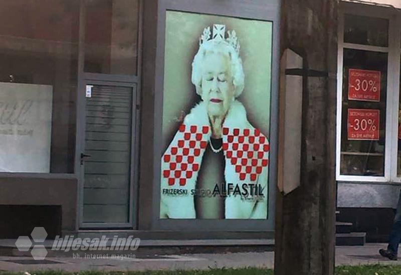 Engleska kraljica u kockastom izdanju - Mostar: Engleska kraljica obukla hrvatski dres
