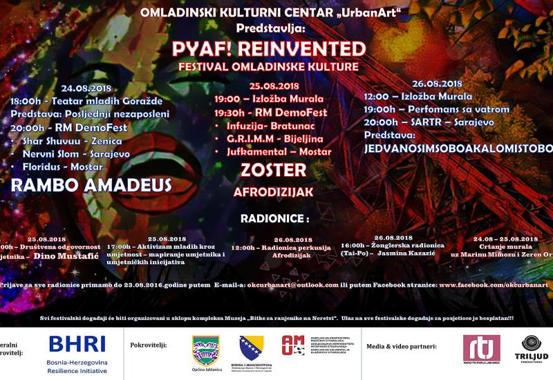 Jablanica: Koncerti, murali, radionice i predstave na Festivalu 'PYAF! REINVENTED'