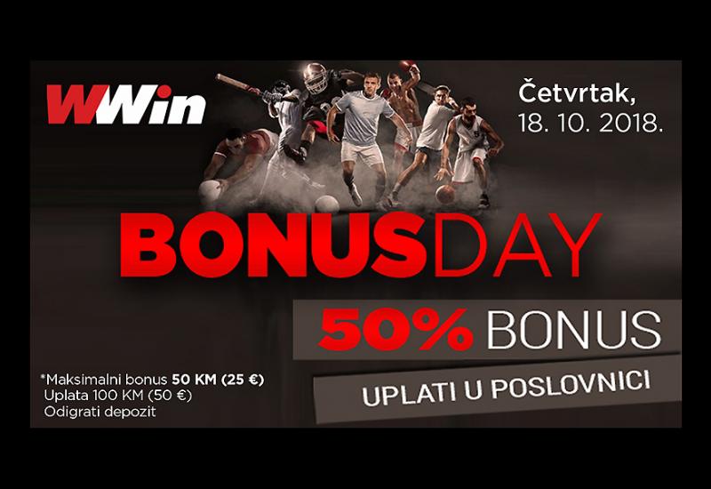 Bonus Day u poslovnicama WWin - 50% bonusa na sve uplate u tom danu