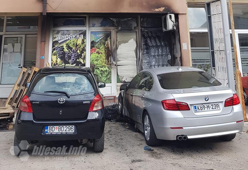 Oštećeni objekti u blizini vozila - Planuo BMW: Vatra zahvatila fasadu i poslovni prostor