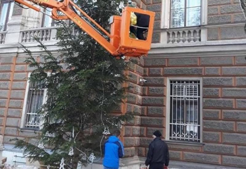 Postavljanje jelke - Ispred zgrade Predsjedništva postavljena jelka