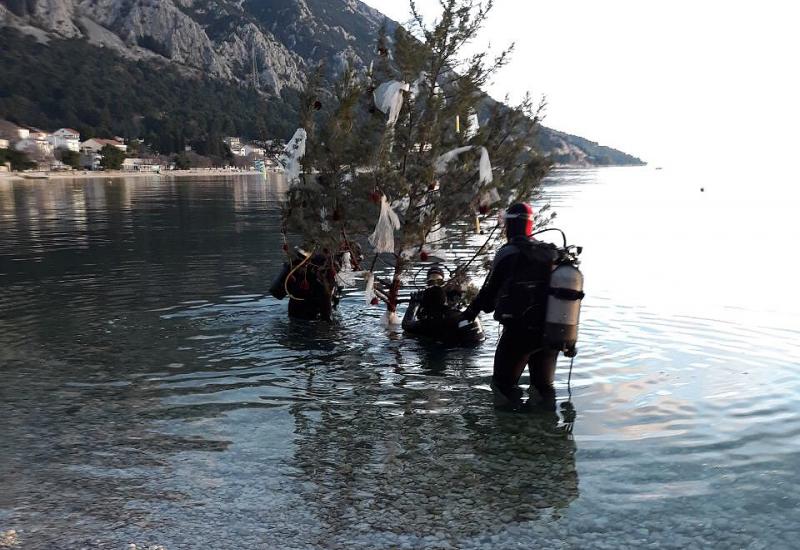 Postavljanje božićnog drvceta u morske dubine - Hercegovački ronioci pod more postavili božićno drvce
