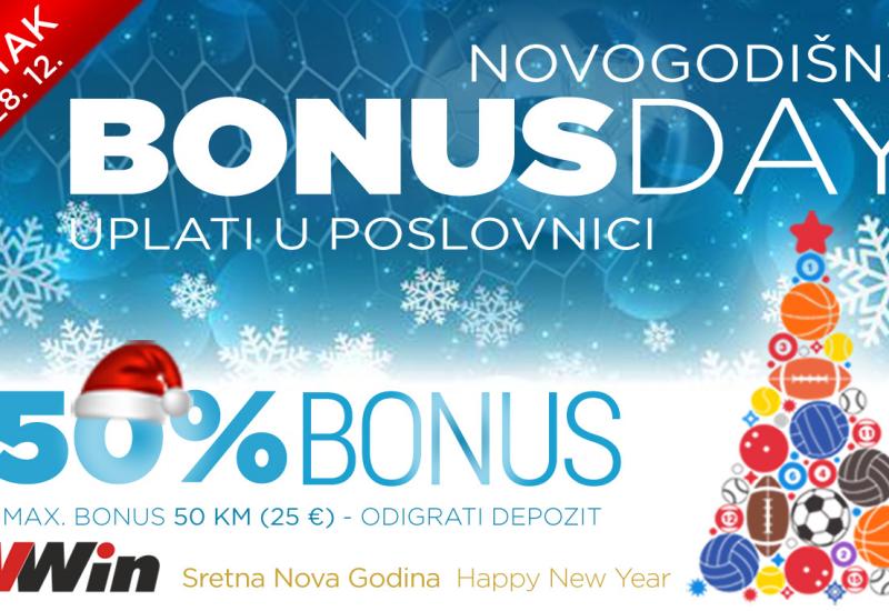Novogodišnji Bonus day u poslovnicama WWin - 50% bonusa na sve uplate u tom danu