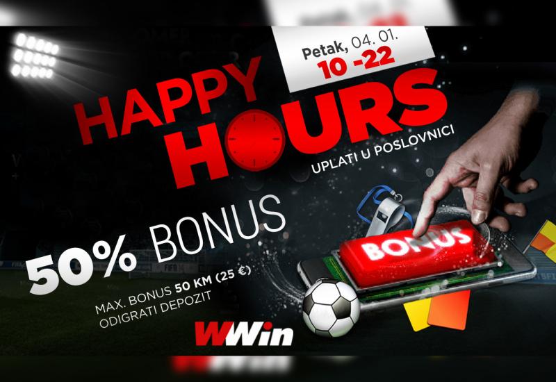 Wwin vas danas, 4. siječnja, nagrađuje Happy hours bonusom