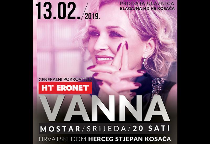 Glazbena diva Vanna nakon 10 godina najavljuje koncert u Mostaru pod pokroviteljstvom HT Eroneta