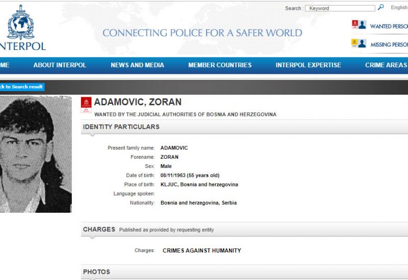 Interpol raspisao potjernicom za Zoranom Adamovićem 