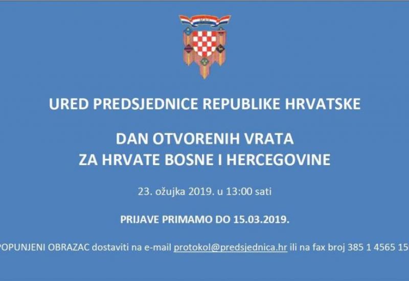 Ured predsjednice Hrvatske otvara svoja vrata Hrvatima iz BiH - Ured predsjednice Hrvatske otvara svoja vrata Hrvatima iz BiH