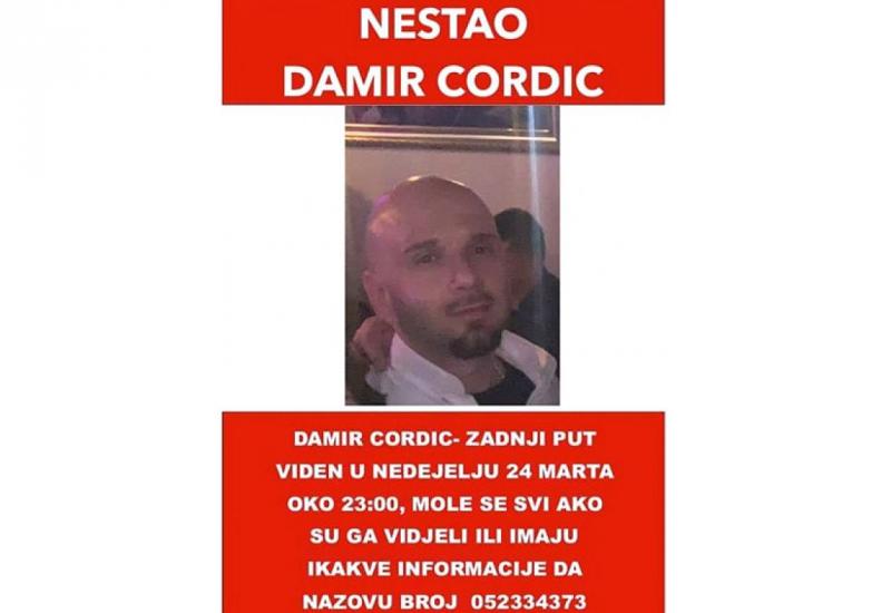 Prijavljen nestanak 32-godišnjeg Damira Čordića