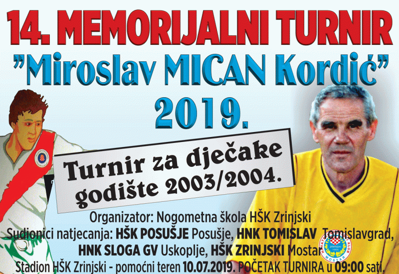 U Mostaru 14. memorijalni turnir Miroslav ''Mican'' Kordić