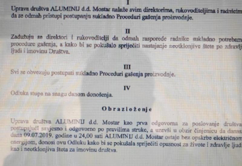 Odluka o gašenju Aluminija d.d. Mostar - Potpis je pao, radnici ljuti zbog šutnje