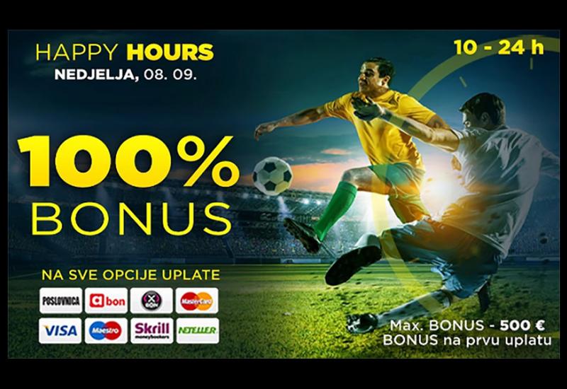 Happy Hours WWin - 100% bonusa na sve opcije uplate danas od 10 do 24