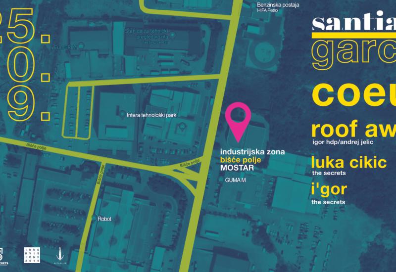 Mapa lokacije nastupa - Argentinski mag Inervissions labela SANTIAGO GARCIA dolazi u Mostar