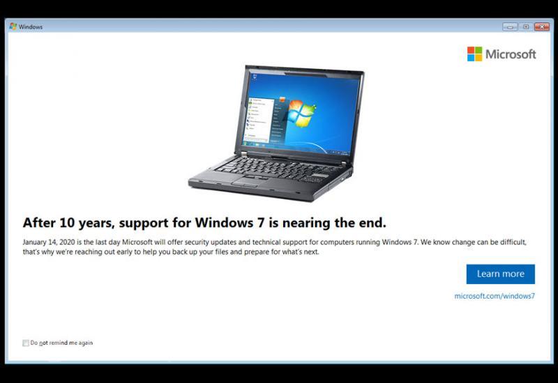 Microsoft kreće sa žešćim upozorenjima o kraju podrške za Windows 7