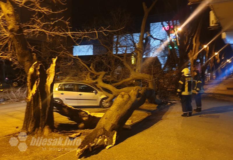 Orkanska bura u Mostaru lomila stabla i oštetila automobile