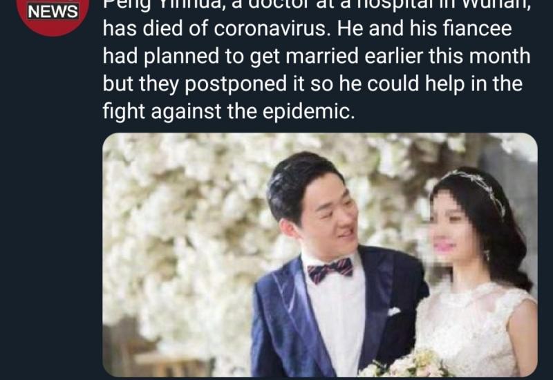 Otkazao vjenčanje - Preminuo treći doktor koji je liječio zaražene korona virusom
