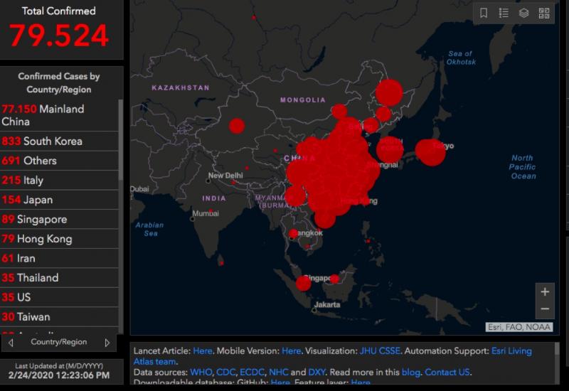 Ovo je karta koja prati širenje koronavirusa po svijetu