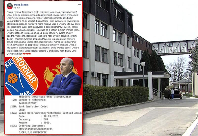 U ovome smo svi zajedno: Crnogorac uplatio novac za bolnicu u Livnu