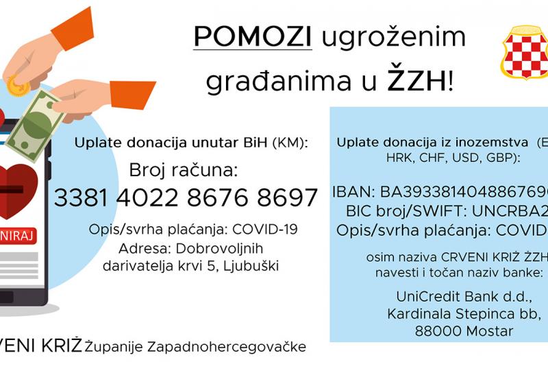 Otvoreni računi Crvenog križa Županije Zapadnohercegovačke za donacije