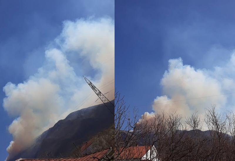 Požar iznad Potoka - Gusti oblak pepela nadvio se nad grad; gori brdo sjeverno od Mostara