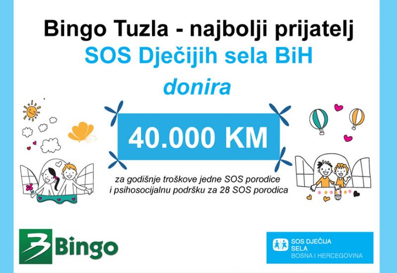 Kompanija Bingo Tuzla sedmu godinu podržava SOS Dječija sela BiH