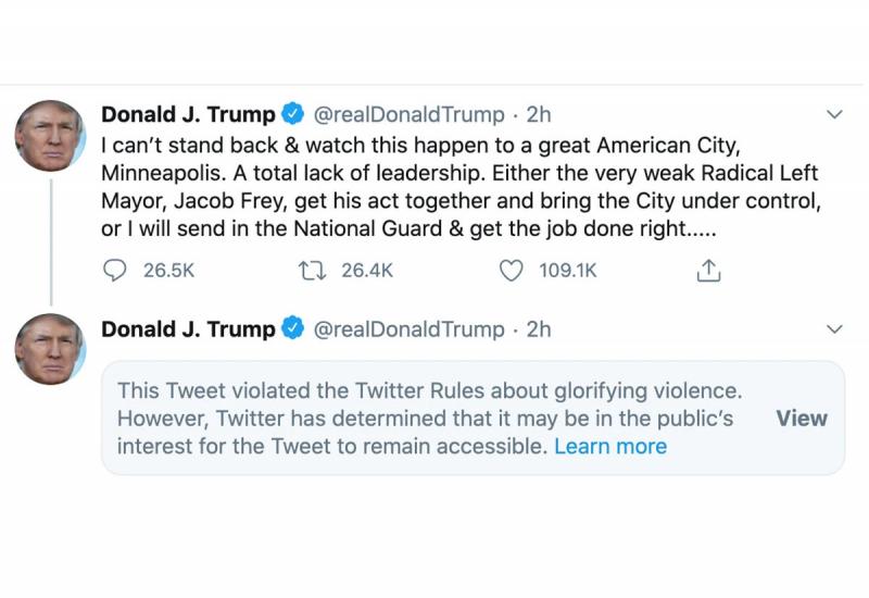 Twitter upozorava: Trump poziva na nasilje