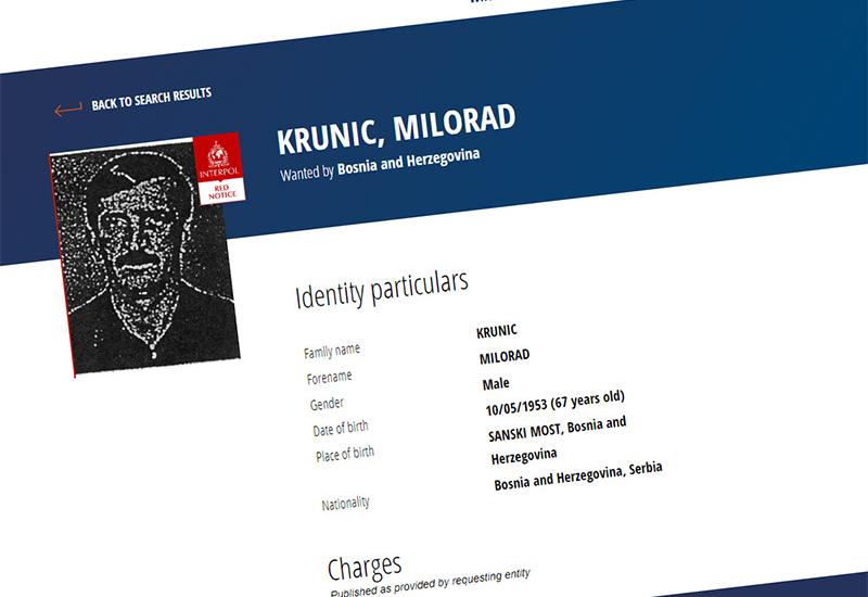 Interpol raspisao potjernicu za Miloradom Krunićem