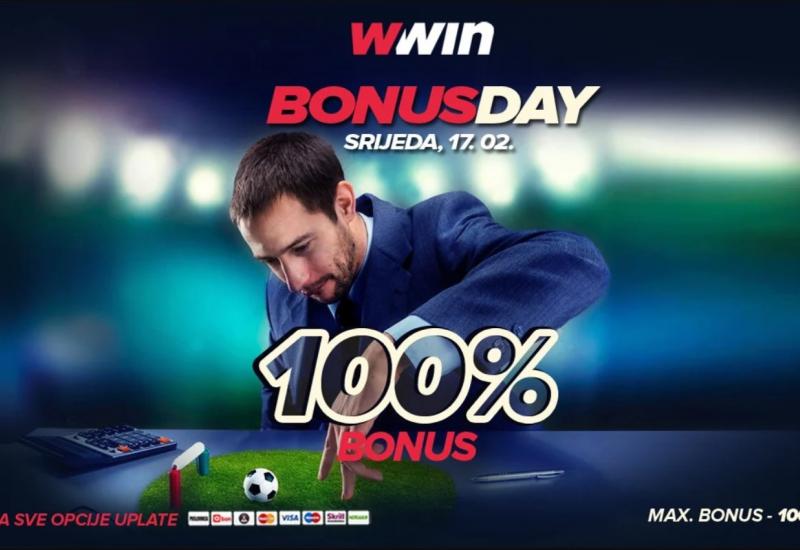Bonus day WWin - 100% bonusa na sve opcije uplate 