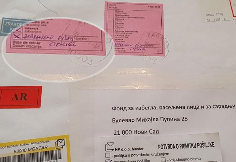 Pošta u Mostaru vratila pismo jer je napisano ćirilicom!