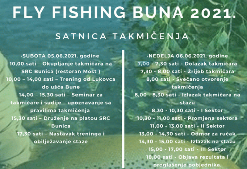 Satnica natjecanja - Fly fishing na Buni 6. lipnja 