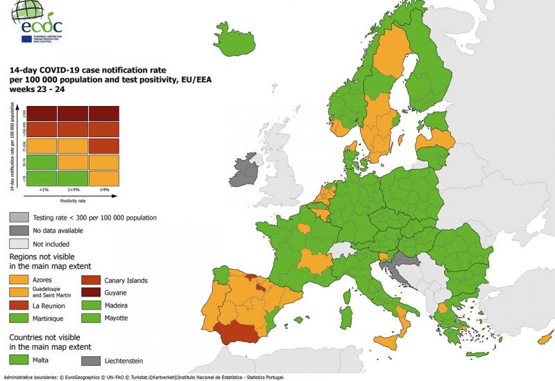 Objavljena najnovija epidemiološka mapa Europe: Zašto BiH izgleda ovako?