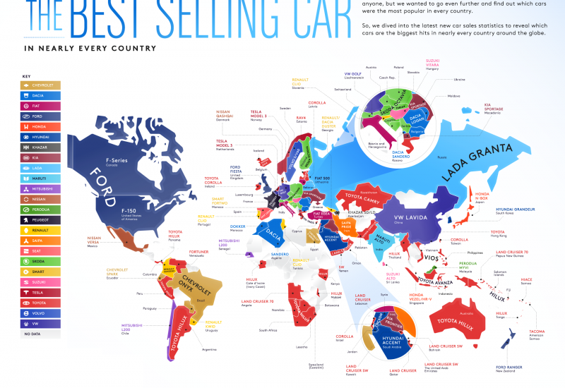 Pogledajte mapu najprodavanijih vozila po državama 