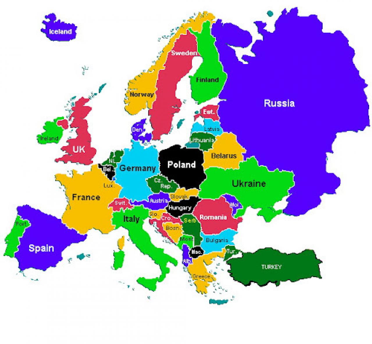 Молочные страны европы. Карта - Европа. Карта Европы со странами. Карта государств Европы. Политическая карта Европы.