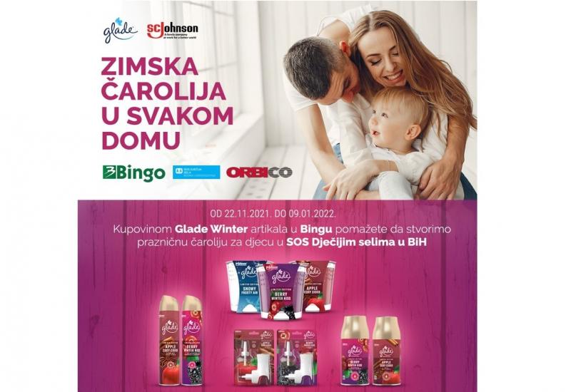 Kupovinom Glade Winter 2021 artikala u Bingo marketima pomažete djeci iz SOS Dječijih sela u BiH