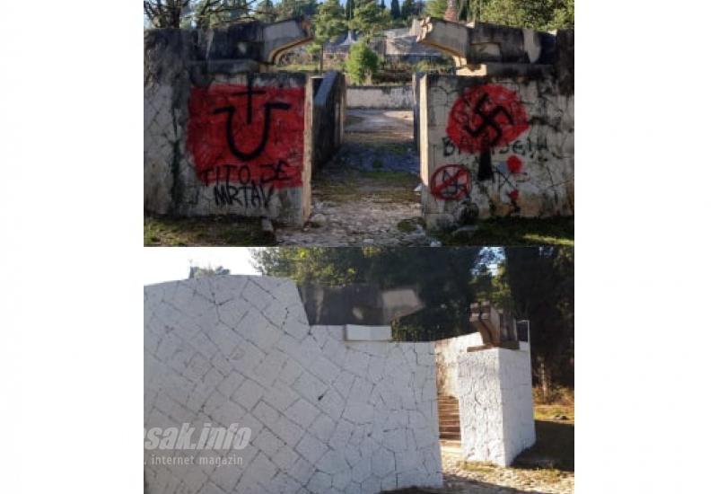 Ulaz u Partizansko spomen obilježje prije i kasnije - Grad osudio i prefarbao grafite na 