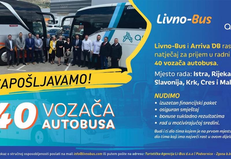 Livno- Bus i Arriva DB zapošljavaju 40 vozača autobusa