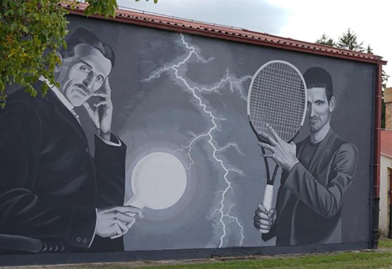 Tesla i Đoković na istom muralu - Đoković i Tesla na istom muralu u BiH