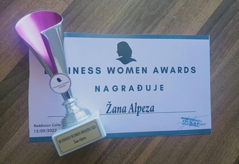 Žana Alpeza dobitnica nagrade od OUC Srbije Business Women Awards