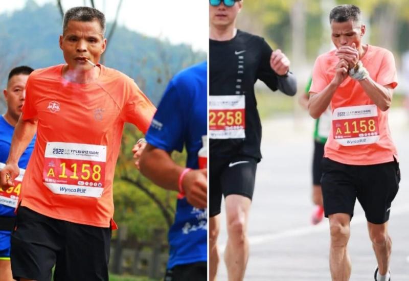Kineski maratonac snimljen kako puši tijekom trčanja