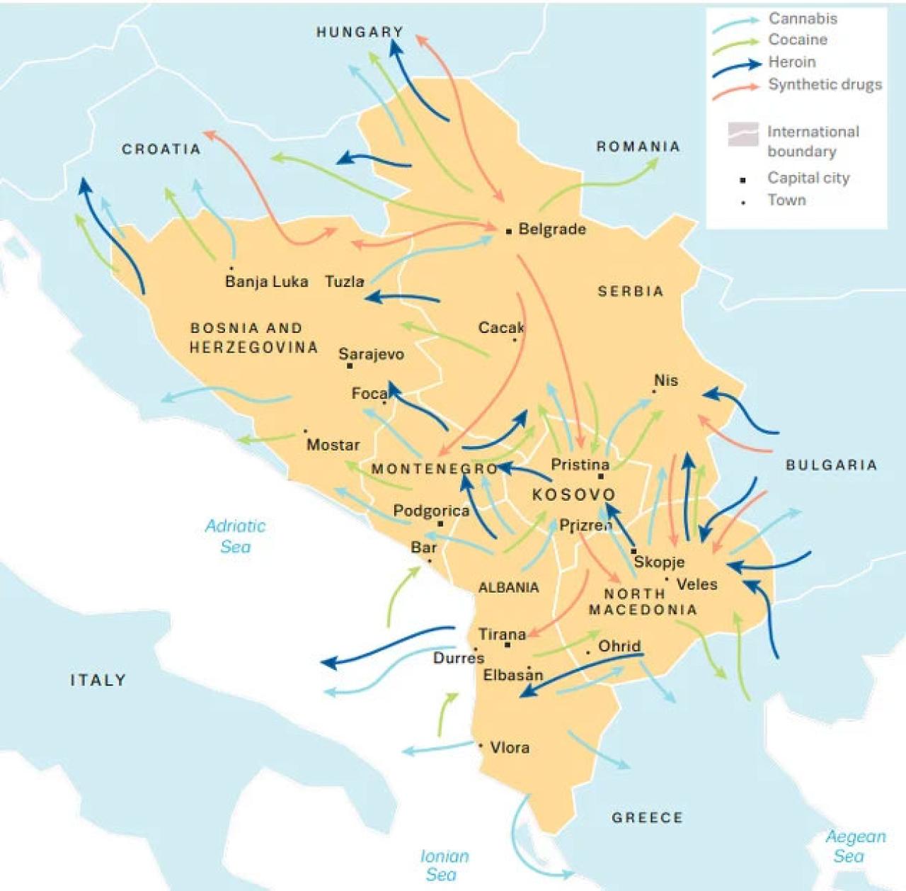 Karta - Objavljen izvještaj o švercu, cijenama i konzumaciji droga na zapadnom Balkanu