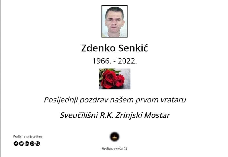 Preminuo Zdenko Senkić nekadašnji golman SRK Zrinjski 