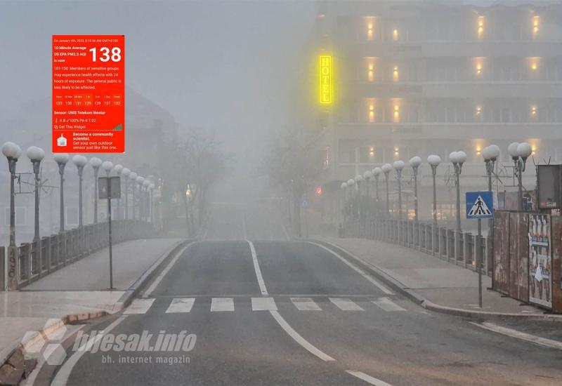 Zrak u Mostaru i dalje zagađen i nezdrav za disanje
