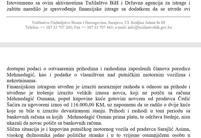 Dio izvještaja Tužiteljstva BiH - Osmica tražio dokaze, medij ih objavio 