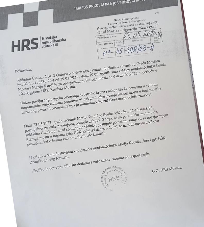 Zahtjev HRS-a upućen Agenciji Stari grad - HRS traži od Kordića na naredi osvjetljenje i pita tko upravlja Mostarom