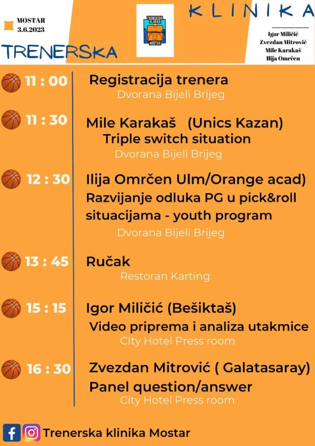 Raspored klinike - Euroligaški treneri ove subote u Mostaru