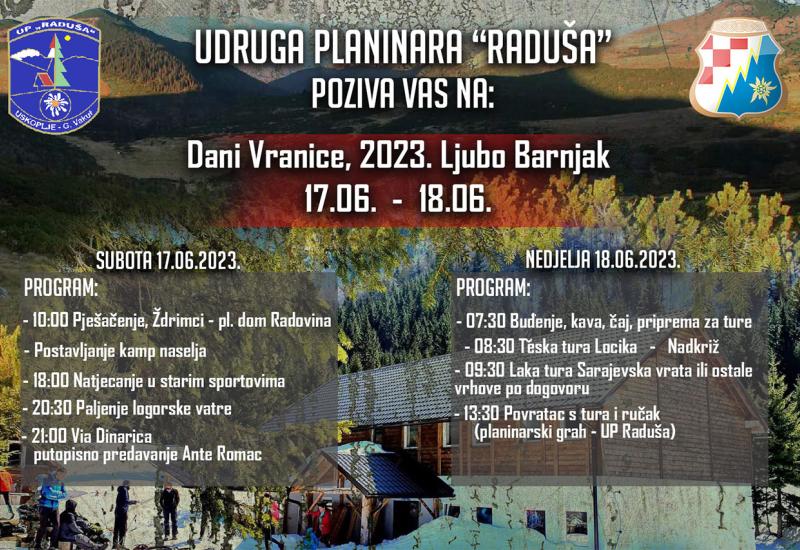 Počinju ''Dani Vranice – Ljubo Barnjak"-  17. i 18. lipanj