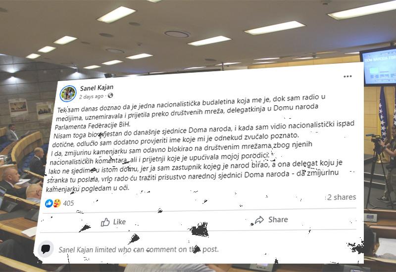 Poruka Sanela Kajana na Facebooku - NiP: Opasni populizam Sanela Kajana i šovinistički napad na zastupnicu NIP-a