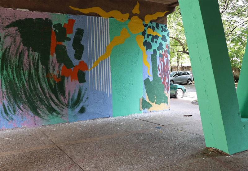 mural radi na zahtjevnom mjestu na kojem se ne može napraviti skica - Mladi umjetnici nastavili oslikavanje mostarskih ulica