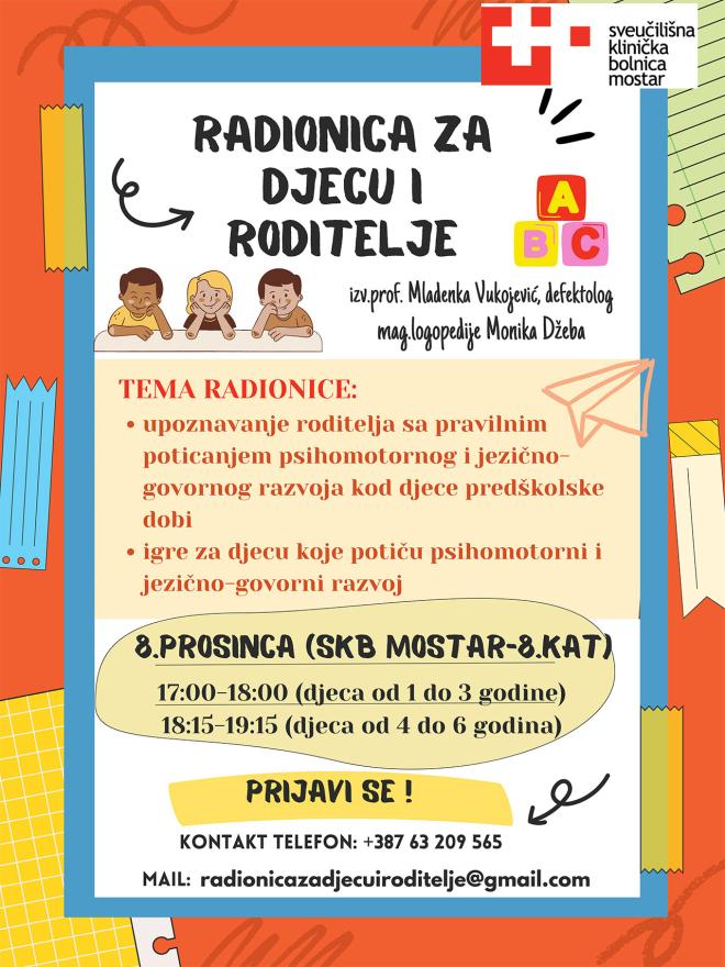 Radionica u Mostaru - Poziv na radionicu u Mostaru:  Poticanje psihomotornog i jezično-govornog razvoja kod djeteta