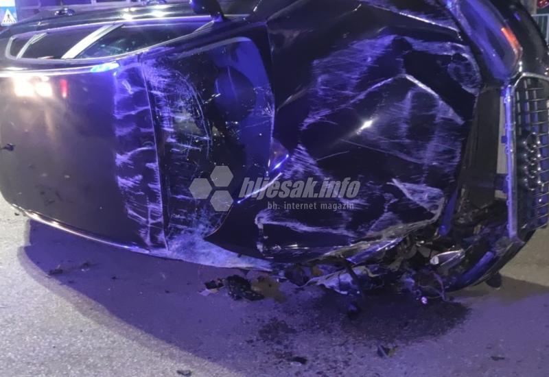 Prometna nesreća  u Mostaru - Mostar: Audi završio na boku 